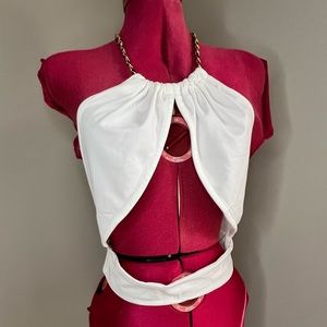 White Halter with open back and Under boob